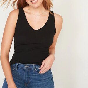 Old Navy First Layer V-Neck Rib Knit Tank Top Blackjack Size L